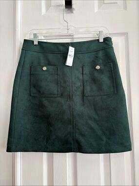 LOFT Forest Green Faux-Suede A-Line Skirt Women’s size 6 NWT